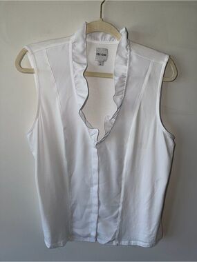 NIC+ZOE Ruffled Around Sleeveless Top in Paper White
